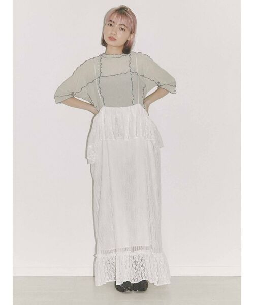 merry jenny（メリージェニー）の「lace laceストラップロングスカート（スカート・レディース・ブラック/オフホワイト/アイボリー・FREE）」の11枚目の写真