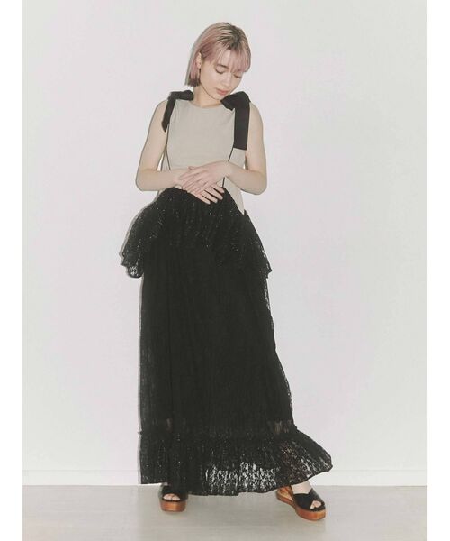 merry jenny（メリージェニー）の「lace laceストラップロングスカート（スカート・レディース・ブラック/オフホワイト/アイボリー・FREE）」の8枚目の写真
