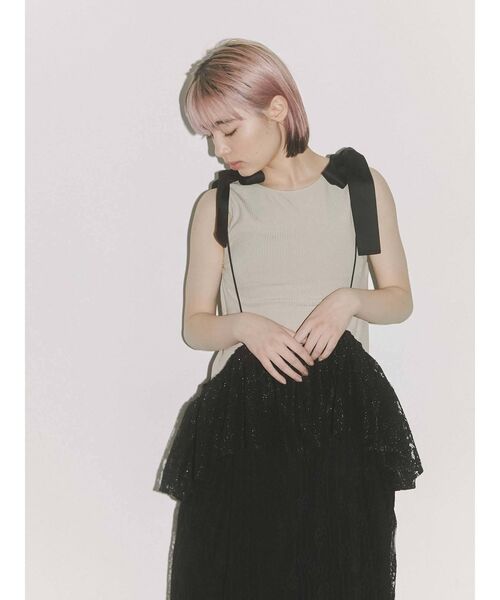 merry jenny（メリージェニー）の「lace laceストラップロングスカート（スカート・レディース・ブラック/オフホワイト/アイボリー・FREE）」の13枚目の写真