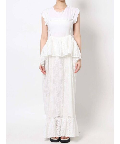 merry jenny（メリージェニー）の「lace laceストラップロングスカート（スカート・レディース・ブラック/オフホワイト/アイボリー・FREE）」の17枚目の写真