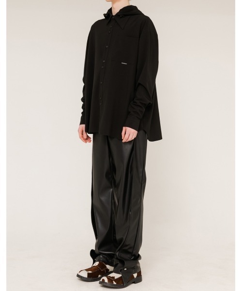 ANOTHERYOUTH（アナザーユース）の「【ANOTHERYOUTH/アナザーユーズ】logo hood shirts/長袖シャツ オーバーサイズシャツ ビッグシャツ カラーシャツ（シャツ/ブラウス・メンズ・ブラック/ライトパープル/ライトイエロー・ONE SIZE）」の13枚目の写真