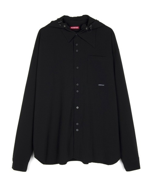 ANOTHERYOUTH（アナザーユース）の「【ANOTHERYOUTH/アナザーユーズ】logo hood shirts/長袖シャツ オーバーサイズシャツ ビッグシャツ カラーシャツ（シャツ/ブラウス・メンズ・ブラック/ライトパープル/ライトイエロー・ONE SIZE）」の6枚目の写真