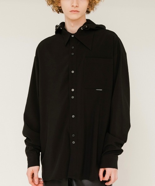 ANOTHERYOUTH（アナザーユース）の「【ANOTHERYOUTH/アナザーユーズ】logo hood shirts/長袖シャツ オーバーサイズシャツ ビッグシャツ カラーシャツ（シャツ/ブラウス・メンズ・ブラック/ライトパープル/ライトイエロー・ONE SIZE）」の9枚目の写真