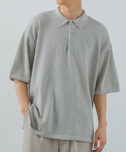 improves（インプローブス）の「サマーニット オーバーサイズ ビッグ ポロシャツ（ポロシャツ・メンズ・ブラック/ホワイト/チャコール・LARGE/MEDIUM）」の6枚目の写真