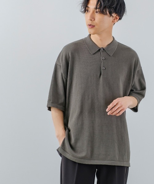 improves（インプローブス）の「サマーニット オーバーサイズ ビッグ ポロシャツ（ポロシャツ・メンズ・ブラック/ホワイト/チャコール・LARGE/MEDIUM）」の10枚目の写真