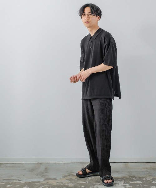 improves（インプローブス）の「サマーニット オーバーサイズ ビッグ ポロシャツ（ポロシャツ・メンズ・ブラック/ホワイト/チャコール・LARGE/MEDIUM）」の7枚目の写真