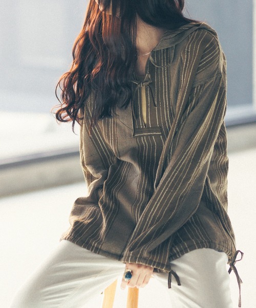 パーカー トップス スラブストライプメキシカンパーカー パーカー Khakito カーキト のファッション オンラインストア買蔵