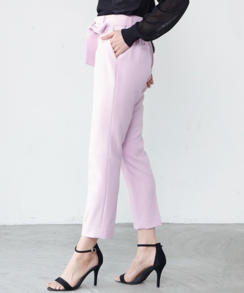 M.deux（エムドゥ）の「リボン付きハイウエストパンツ（スラックス・レディース・ライトグレー/ピンク・SMALL/MEDIUM）」の7枚目の写真