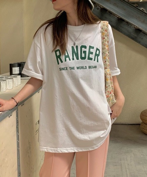 Chaco closet（チャコ クローゼット）の「オーバーサイズカレッジロゴ半袖Ｔシャツ（Tシャツ/カットソー・レディース・ホワイト/グレー/ネイビー・FREE）」の9枚目の写真