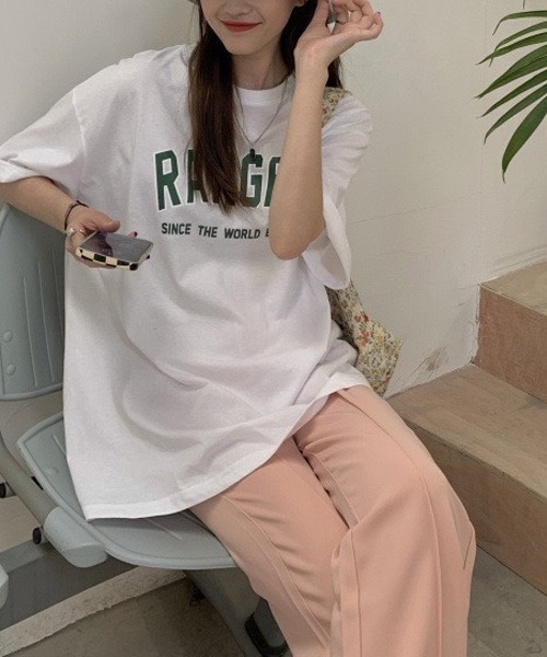 Chaco closet（チャコ クローゼット）の「オーバーサイズカレッジロゴ半袖Ｔシャツ（Tシャツ/カットソー・レディース・ホワイト/グレー/ネイビー・FREE）」の8枚目の写真