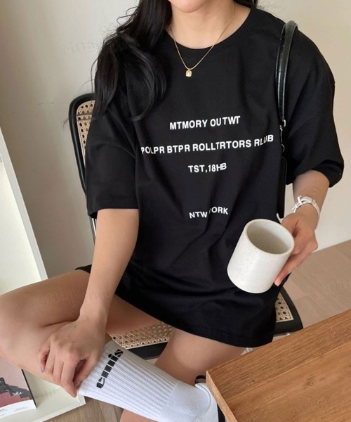 Dalfwin(ダールフィン)の「MTMORYレタリング半袖Tシャツ(Tシャツ/カットソー・レディース・ホワイト/ブラック/杢グレー・FREE)」の3枚目の写真
