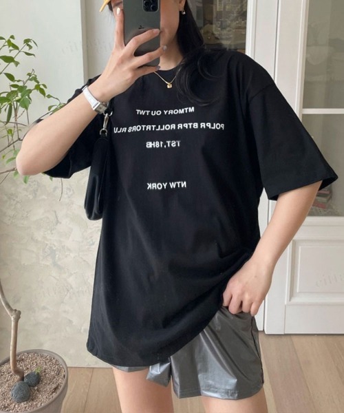Dalfwin(ダールフィン)の「MTMORYレタリング半袖Tシャツ(Tシャツ/カットソー・レディース・ホワイト/ブラック/杢グレー・FREE)」の4枚目の写真