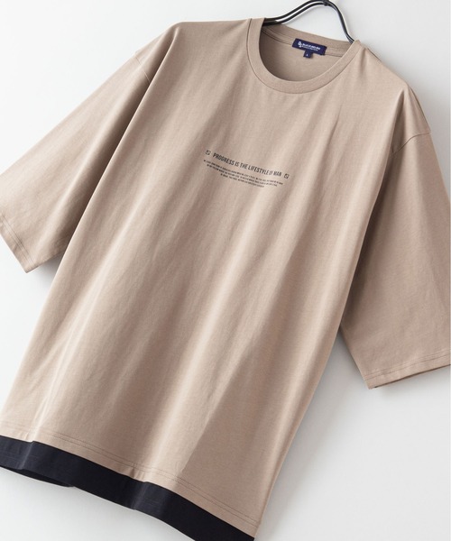 Blue Standard （ブルースタンダード）の「【BLUE STANDARD/ブルースタンダード】フェイクレイヤード プリント　バックプリント　BIGTシャツ　ビッグシルエット ストリート 韓国ストリート（Tシャツ/カットソー・メンズ・ブラック/ベージュ/ホワイト・LARGE/MEDIUM/X-LARGE）」の3枚目の写真