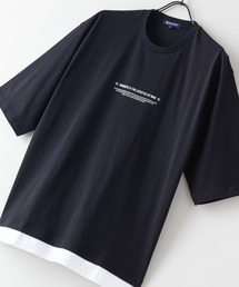Blue Standard | 【BLUE STANDARD/ブルースタンダード】フェイクレイヤード プリント バックプリント BIGTシャツ ビッグシルエット ストリート 韓国ストリート(Tシャツ/カットソー)