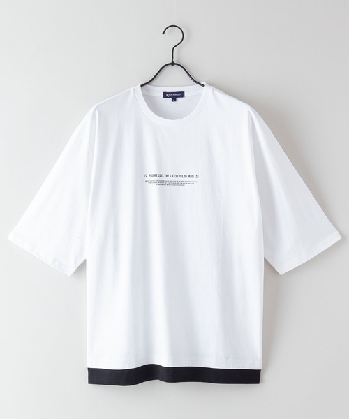 Blue Standard （ブルースタンダード）の「【BLUE STANDARD/ブルースタンダード】フェイクレイヤード プリント　バックプリント　BIGTシャツ　ビッグシルエット ストリート 韓国ストリート（Tシャツ/カットソー・メンズ・ブラック/ベージュ/ホワイト・LARGE/MEDIUM/X-LARGE）」の6枚目の写真