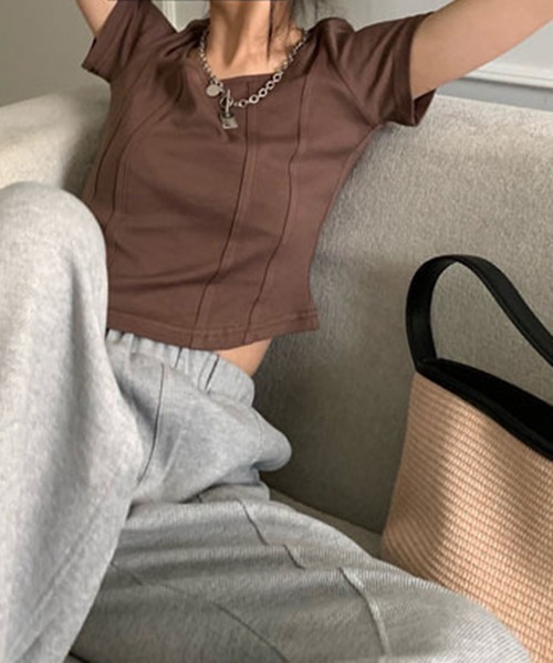 キム・ユジョン着用♡RECTO レクト　バスティア カーブド クロップトップ Y2K ハイネック クロップド タンクトップ