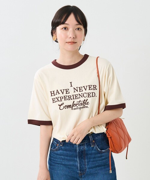 FREAK'S STORE（フリークスストア）の「VINTAGEリンガーTEE/ヴィンテージリンガーTシャツ（Tシャツ/カットソー・レディース・ブラウン/ネイビー/レッド/グリーン・ﾌﾘ-）」の2枚目の写真