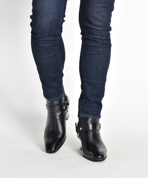 endevice(エンデヴァイス)の「クリアヒール リングベルト レザー ヒールブーツ / サイドジップ(ブーツ・メンズ・ブラック・40/44/42)」の13枚目の写真