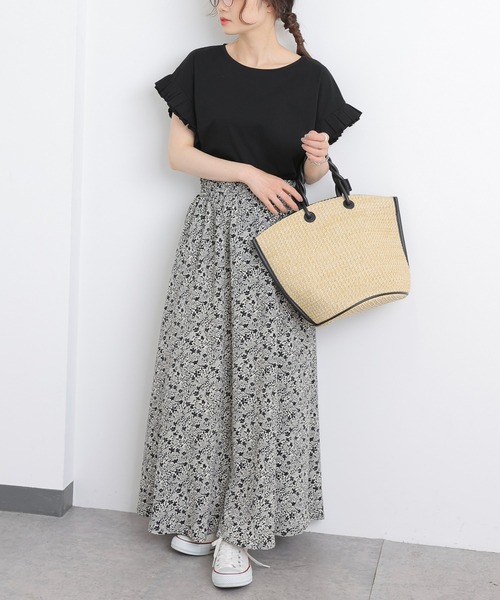 PUAL CE CIN（ピュアルセシン）の「花柄プリントスカート（スカート・レディース・ブラック/ベージュ/アイボリー・FREE）」の17枚目の写真