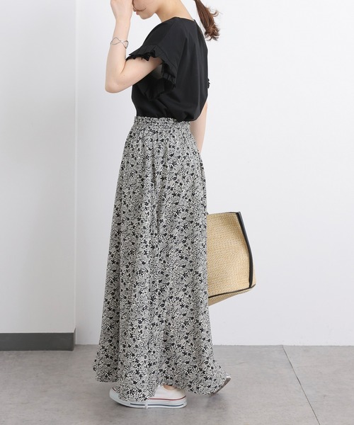 PUAL CE CIN（ピュアルセシン）の「花柄プリントスカート（スカート・レディース・ブラック/ベージュ/アイボリー・FREE）」の18枚目の写真