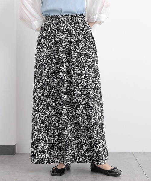 PUAL CE CIN（ピュアルセシン）の「花柄プリントスカート（スカート・レディース・ブラック/ベージュ/アイボリー・FREE）」の4枚目の写真