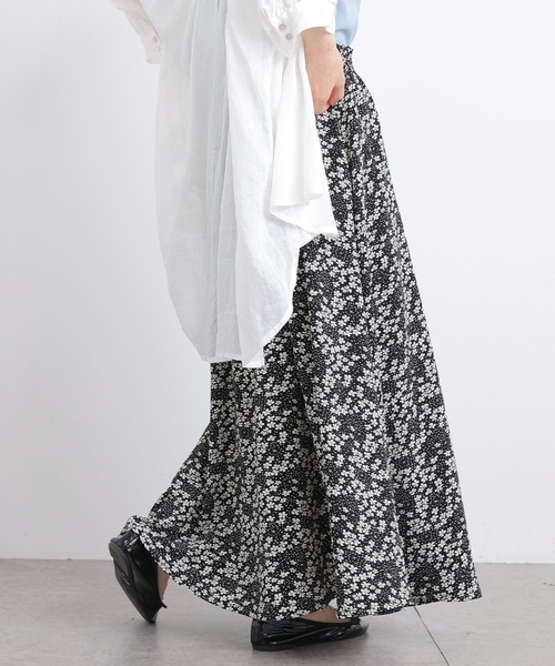 PUAL CE CIN（ピュアルセシン）の「花柄プリントスカート（スカート・レディース・ブラック/ベージュ/アイボリー・FREE）」の6枚目の写真