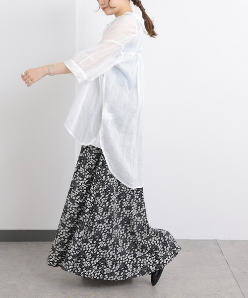 PUAL CE CIN（ピュアルセシン）の「花柄プリントスカート（スカート・レディース・ブラック/ベージュ/アイボリー・FREE）」の8枚目の写真