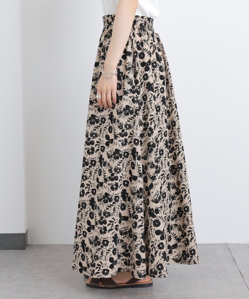 PUAL CE CIN（ピュアルセシン）の「花柄プリントスカート（スカート・レディース・ブラック/ベージュ/アイボリー・FREE）」の10枚目の写真