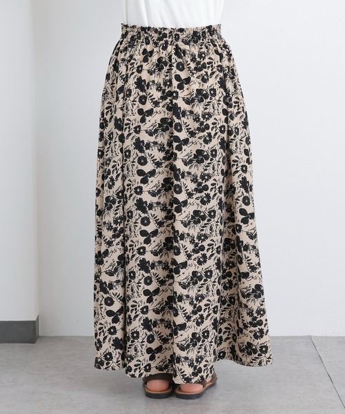 PUAL CE CIN（ピュアルセシン）の「花柄プリントスカート（スカート・レディース・ブラック/ベージュ/アイボリー・FREE）」の11枚目の写真