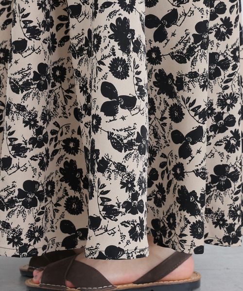 PUAL CE CIN（ピュアルセシン）の「花柄プリントスカート（スカート・レディース・ブラック/ベージュ/アイボリー・FREE）」の14枚目の写真
