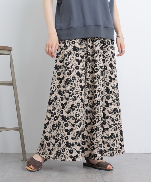 PUAL CE CIN（ピュアルセシン）の「花柄プリントスカート（スカート・レディース・ブラック/ベージュ/アイボリー・FREE）」の19枚目の写真