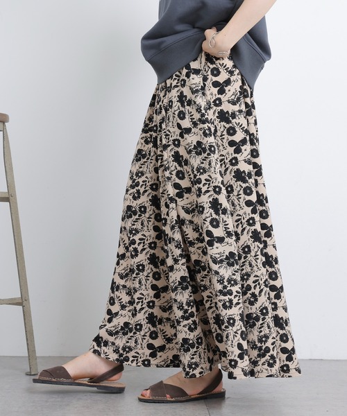 PUAL CE CIN（ピュアルセシン）の「花柄プリントスカート（スカート・レディース・ブラック/ベージュ/アイボリー・FREE）」の20枚目の写真