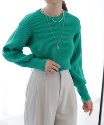 ボリュームスリーブリブニット