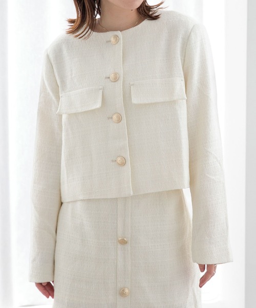 Heather（ヘザー）の「ツイードジャケット 156679（ノーカラー