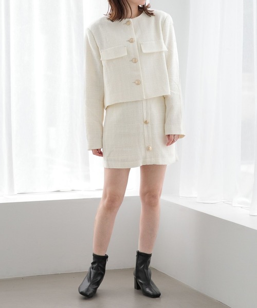 Heather（ヘザー）の「ツイードジャケット　156679（ノーカラージャケット・レディース・ブラック/オフホワイト・FREE）」の17枚目の写真