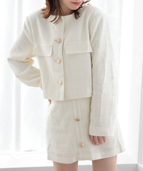 Heather（ヘザー）の「ツイードジャケット　156679（ノーカラージャケット・レディース・ブラック/オフホワイト・FREE）」の19枚目の写真