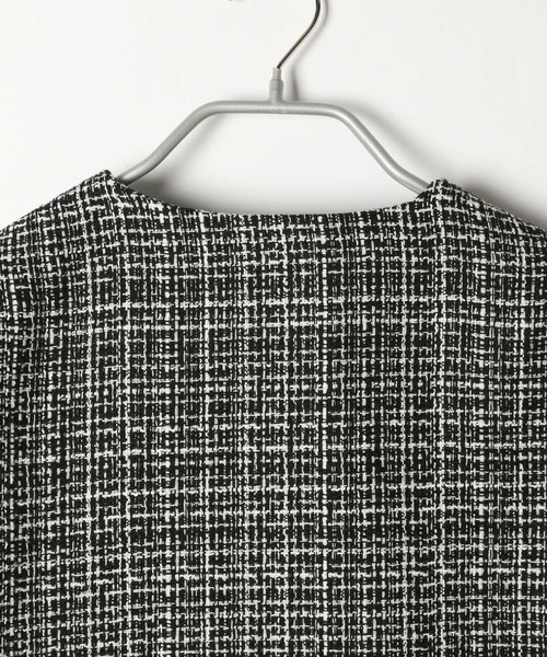 Heather（ヘザー）の「ツイードジャケット　156679（ノーカラージャケット・レディース・ブラック/オフホワイト・FREE）」の5枚目の写真