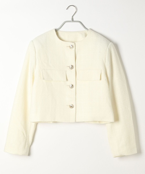 Heather（ヘザー）の「ツイードジャケット　156679（ノーカラージャケット・レディース・ブラック/オフホワイト・FREE）」の6枚目の写真