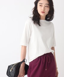 OPAQUE.CLIP | シルキースーピマ ボートネックカットソー【WEB限定サイズ】(Tシャツ/カットソー)