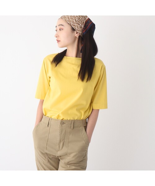OPAQUE.CLIP(オペークドットクリップ)の「◆シルキースーピマ ボートネックカットソー【WEB限定サイズ】(Tシャツ/カットソー・レディース・チャコールグレー/ブラック/ホワイト系/イエロー/パープル系/ブルー・36/38/40/42)」の12枚目の写真