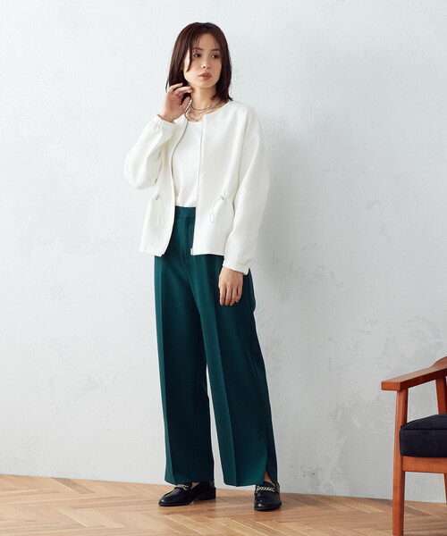 COMME CA ISM（コムサイズム）の「サイドベンツ　ワイドパンツ（その他パンツ・レディース・ブラック/ピンク/グリーン・MEDIUM/LARGE）」の8枚目の写真