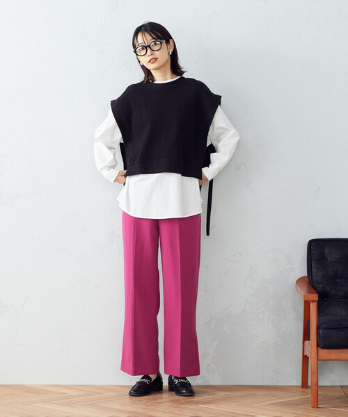 COMME CA ISM（コムサイズム）の「サイドベンツ　ワイドパンツ（その他パンツ・レディース・ブラック/ピンク/グリーン・MEDIUM/LARGE）」の11枚目の写真