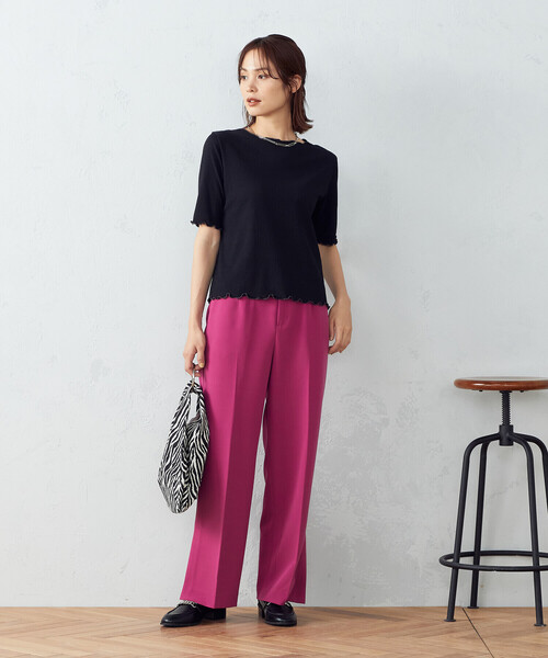 COMME CA ISM（コムサイズム）の「サイドベンツ　ワイドパンツ（その他パンツ・レディース・ブラック/ピンク/グリーン・MEDIUM/LARGE）」の12枚目の写真