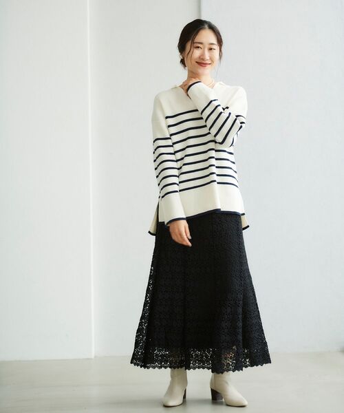 le.coeur blanc(ルクールブラン)の「フラワーレースマーメイドスカート(スカート・レディース・アイボリー/カーキオリーブ/ブラック・38)」の5枚目の写真