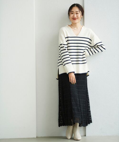 le.coeur blanc(ルクールブラン)の「フラワーレースマーメイドスカート(スカート・レディース・アイボリー/カーキオリーブ/ブラック・38)」の6枚目の写真