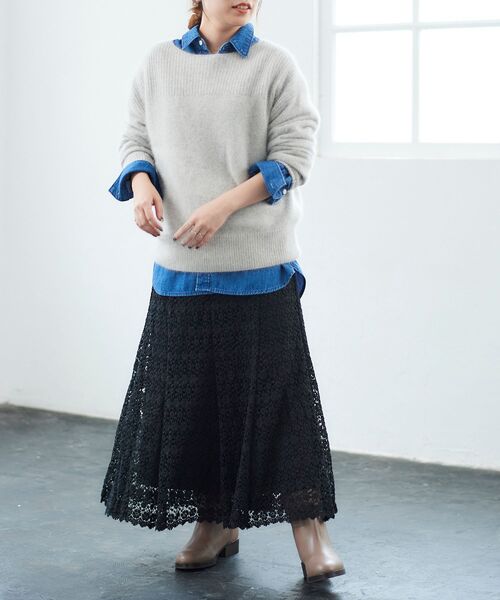 le.coeur blanc(ルクールブラン)の「フラワーレースマーメイドスカート(スカート・レディース・アイボリー/カーキオリーブ/ブラック・38)」の13枚目の写真