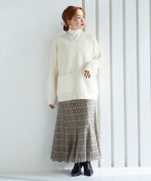 le.coeur blanc(ルクールブラン)の「フラワーレースマーメイドスカート(スカート・レディース・アイボリー/カーキオリーブ/ブラック・38)」の20枚目の写真