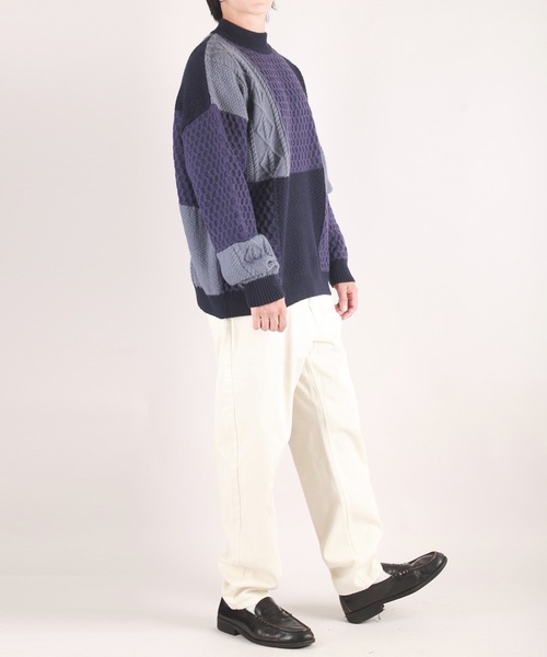 WESTSEA(ウエストシー)の「編み柄ブロッキング パッチワークケーブルニット(ニット/セーター・メンズ・ネイビー/グリーン/ブラック・M/L)」の22枚目の写真