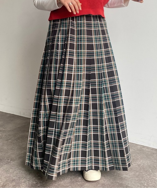 CPCM（シーピーシーエム）の「チェックプリーツロングスカート（スカート・レディース・ブラック/キャメル/ブルー・FREE）」の20枚目の写真
