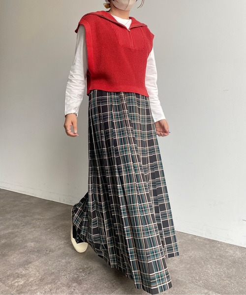 CPCM（シーピーシーエム）の「チェックプリーツロングスカート（スカート・レディース・ブラック/キャメル/ブルー・FREE）」の17枚目の写真